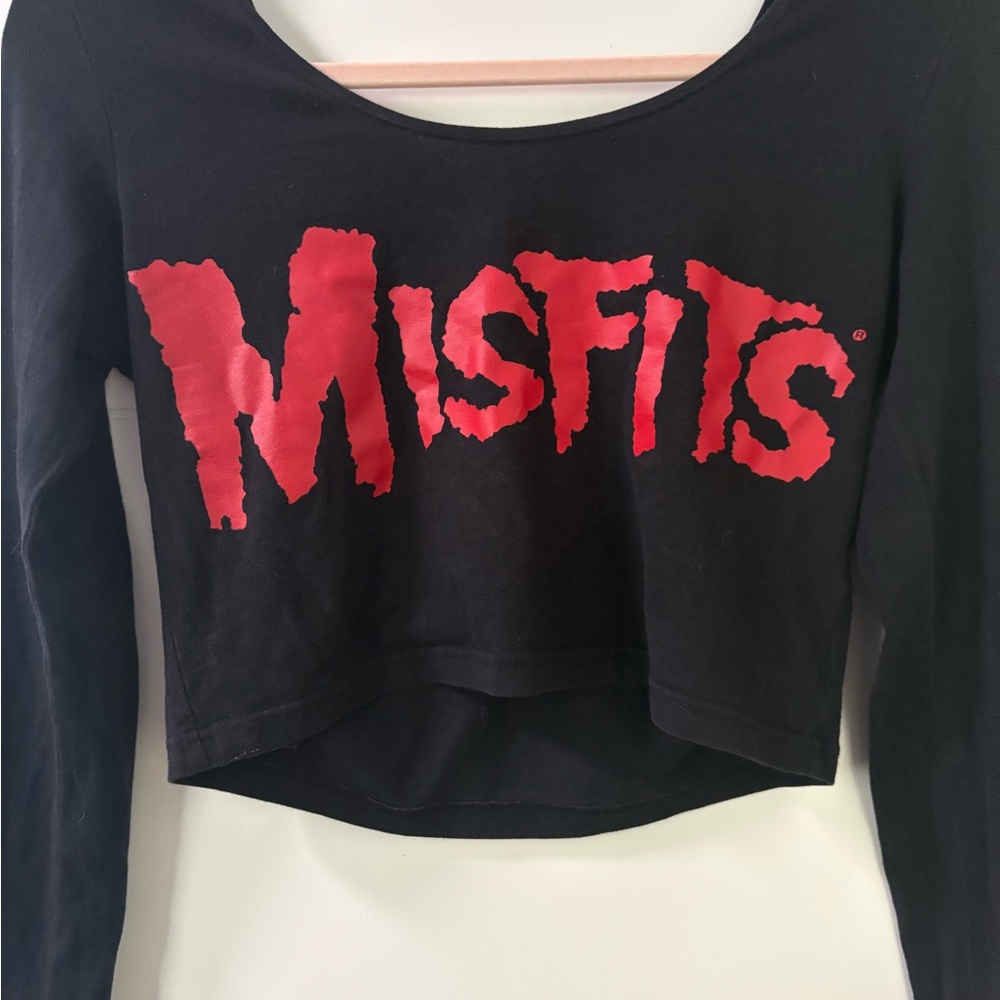 Black and Red Women's Misfits Crop Top